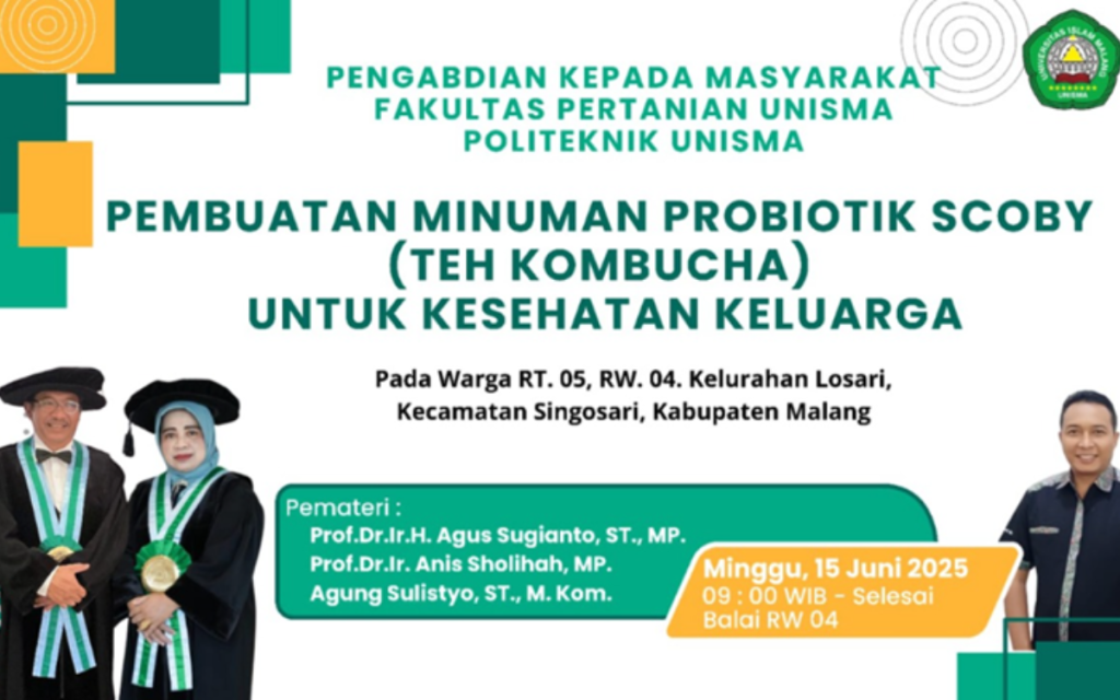 PENGABDIAN MASYARAKAT POLISMA DAN FAKULTAS PERTANIAN UNISMA KENALKAN TEH KOMBUCHA SEBAGAI MINUMAN PROBOITIK KELUARGA DI LOSARI